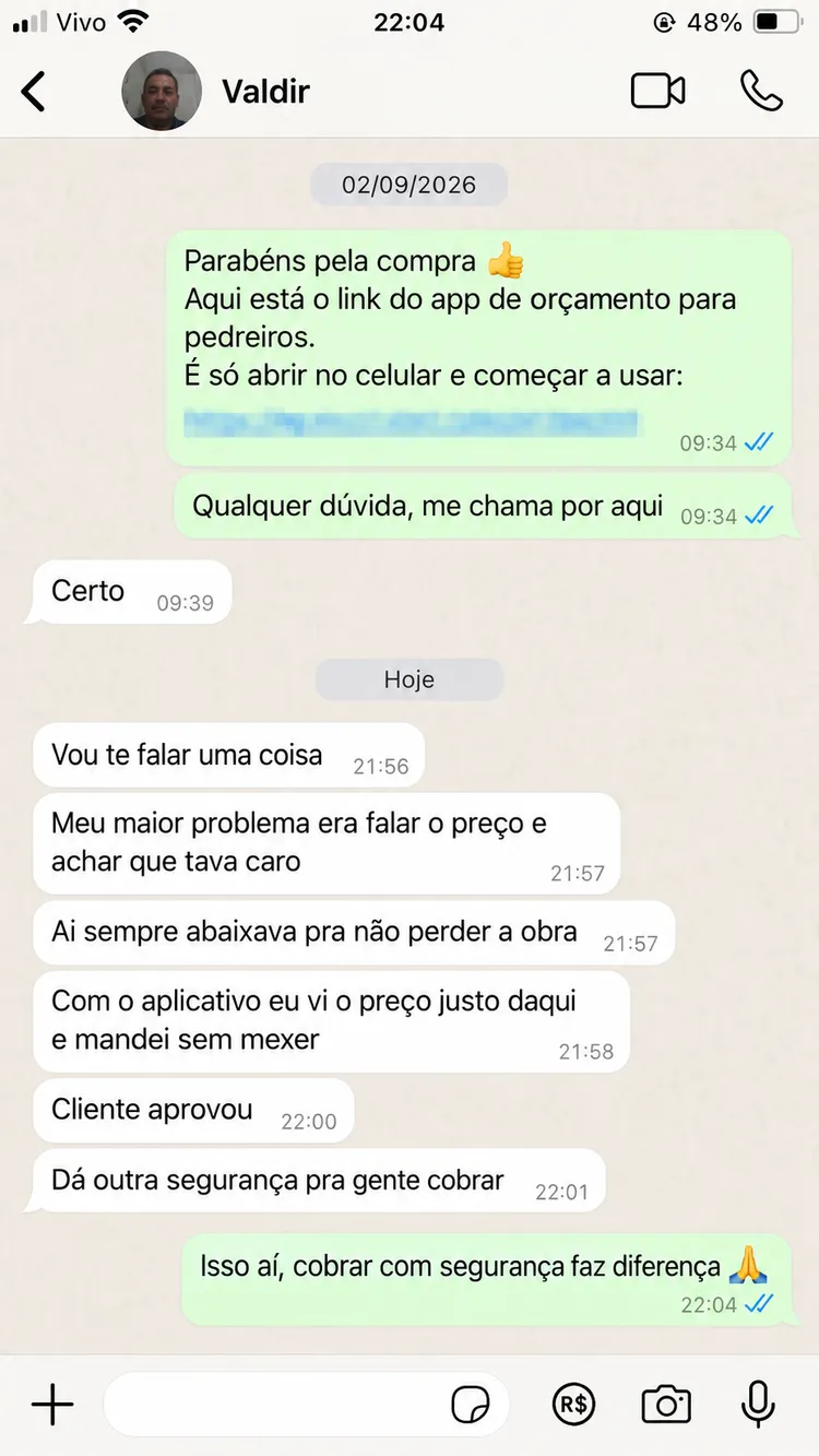 Valdir conta que sempre abaixava o preço pra não perder a obra, mandou o preço justo sem mexer e o cliente aprovou.